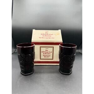 1876 Cape Cod Collection Tall Beverage Glass Set-Avon Ruby Red Glass